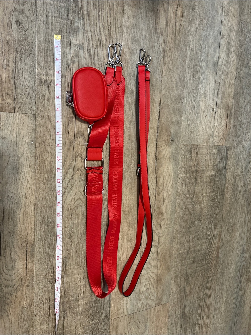 Steve Madden Red Jeweled Logo Structured Satchel with 2 straps - Picture 11 of 11